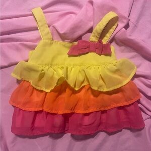 healthtex Yellow Tank Top with Orange & Pink Ruffles